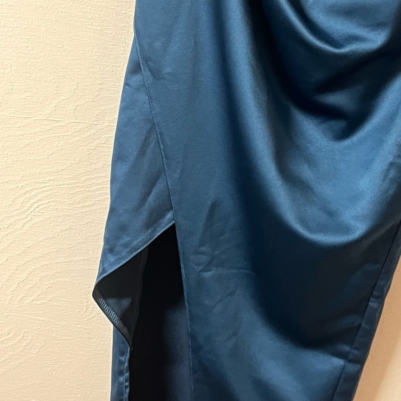 Pretty Little Thing Blue One Shoulder Midi Dress Wedding Guest Night Out Size 4 - Picture 2 of 8